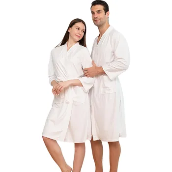 Обикновен есенно-зимния халат за баня, за двойка, водопоглощающий халат със средна дължина, сексуална быстросохнущее кимоно, пижами за двойки, пижами