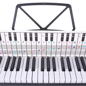 Таблица ноти на клавиатурата на пиано, тренировъчен лист, сравнителна таблица, цветна таблица пиано 24BD