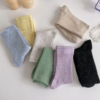 Чорапи-тръби от прежди, есен-зима, обикновена чорапи с двойна игла, женски сладки чорапи с дрямка, Дамски чорапи, Сладки чорапи