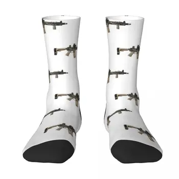 AR-15 Тан Camo Gun Pattern - Бели чорапи, тенис чорапи, памучни мини футболни чорапи за момчета, детски чорапи за жени