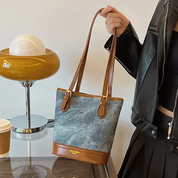 Висококачествена чанта за чанта Дамска чанта-тоут от изкуствена кожа, дамски чанта за пътуване до работа, чантата е с голям капацитет, луксозна дизайнерска модна чанта през рамо