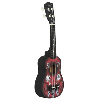 Ukulele с шарени хавайски китари Ukalalee за деца, начинаещи възрастни, Uke Starter (тъмно червен)
