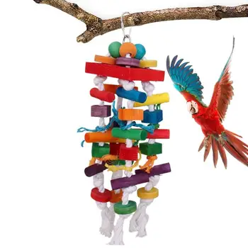Играчки за хапка в клетка за папагали Играчки за ухапване папагал Дървени хранилки Преносими Аксесоари за птичи клетки Дървен блок Играчки за птици и папагали за най-малките