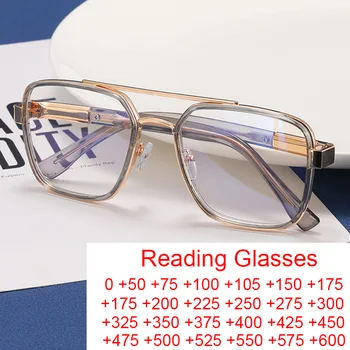 Блокиране на синя светлина Мъжки слънчеви Очила за четене с двоен мост Радиационна защита Квадратни Компютърни Очила, Оптични Рамки за очила TR
