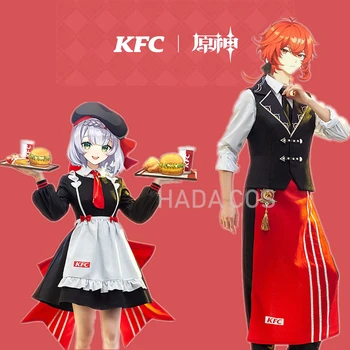 Игри костюм Genshin Impact Ноел Дилюк за cosplay, женствена рокля мома, мъжки униформи на слугите, келнер на Хелоуин