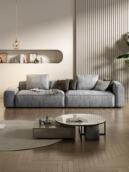 Малък апартамент, италиански минималистичная хол в скандинавски стил, модерен диван от памук и лен висок клас