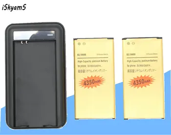 iSkyamS 2x4350 ма EB-BG900BBE EB-BG900BBC Златен Батерия + Зарядно Устройство За Samsung Galaxy S5 SV I9600 G900A G900P G900T G900V