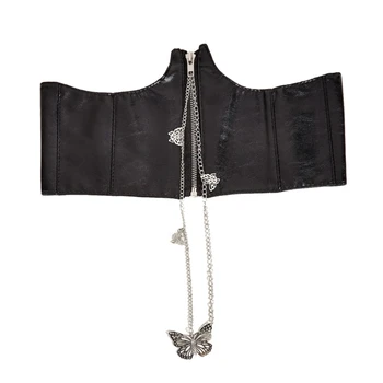 Ретро еластичен колан с цип-пеперуда, женски банкетна костюм под гърдата, Черен корсет
